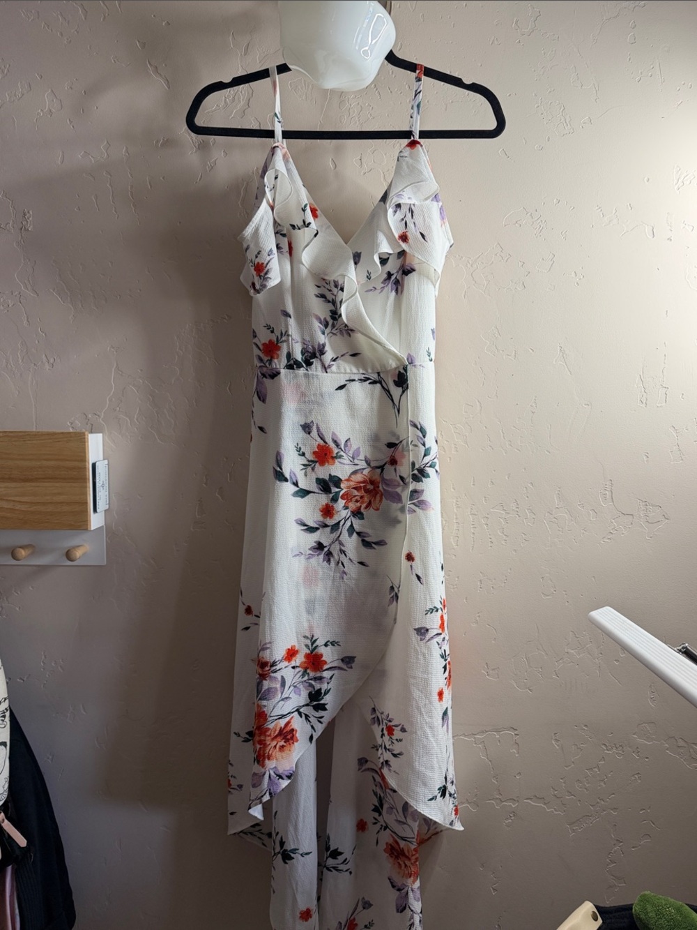 by & by Ivory Floral High-Low Wrap Dress